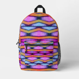 Orange, Rosa, lila und blau Zickzack Bedruckter Rucksack