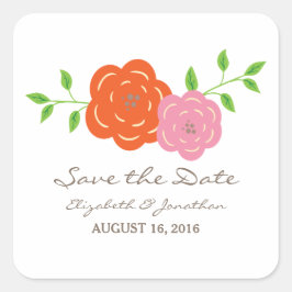 Orange rosa Save the Date Aufkleber im Blut