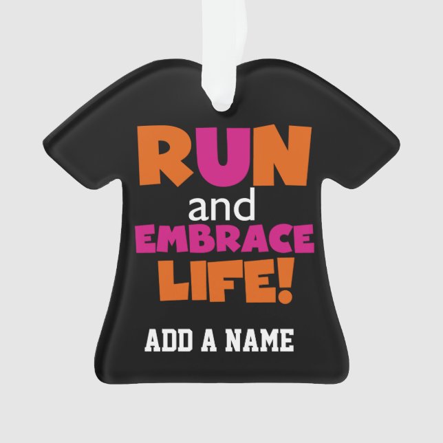 Orange rosa Text-Fitness-laufendes Läufer-Marathon Ornament (Vorderseite)