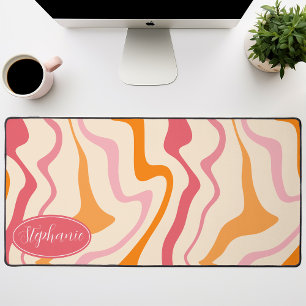 Orange, Rosa und Creme Retro 70er Jahre Groovy Wel Schreibtischunterlage