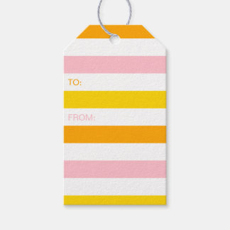 Orange, Rosa und Gelb Streifen Geschenkanhänger