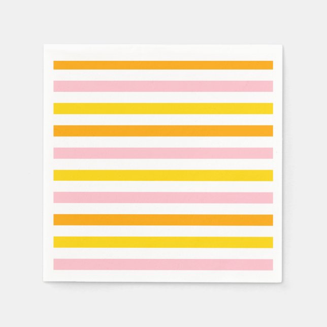 Orange, Rosa und Gelb Streifen Serviette (Vorderseite)