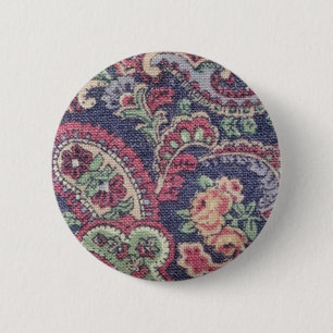 Orange rosa, weiße und grüne Blumen mit Paisley Button