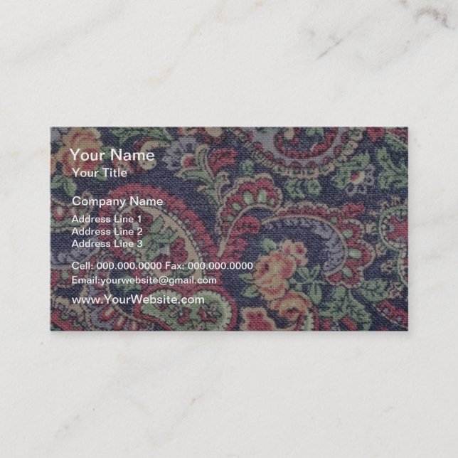 Orange rosa, weiße und grüne Blumen mit Paisley Visitenkarte (Vorderseite)
