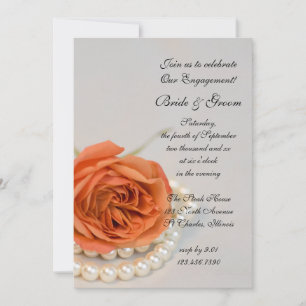 Orange Rose and White Pearls Engagement Party Einladung