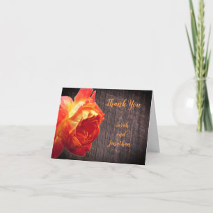 Orange Rose Barnwood Personalisiert Wedding Dankeskarte