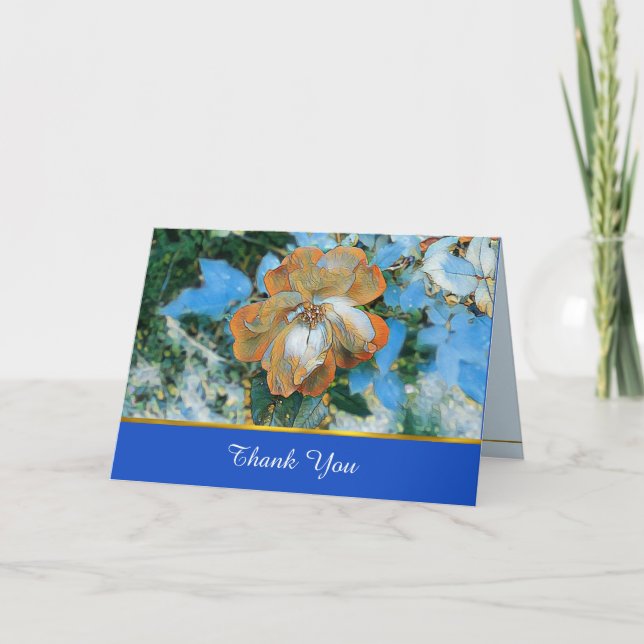 Orange Rose Bereavement Thank You Card Dankeskarte (Vorderseite)