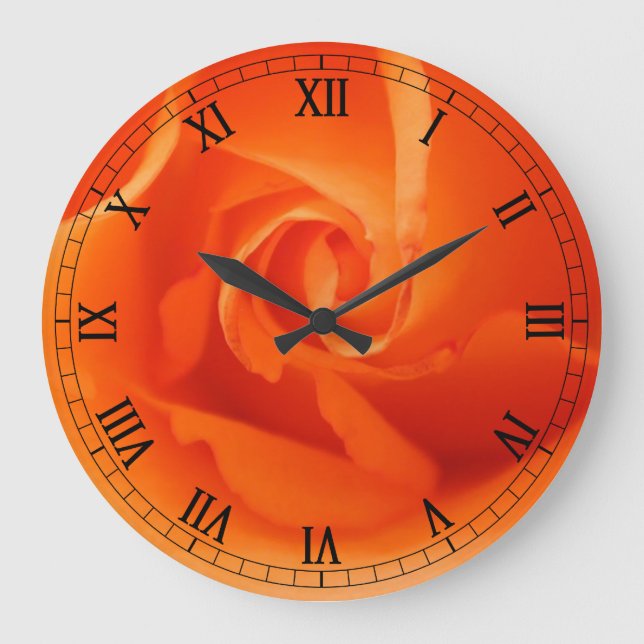 Orange Rose Close-Up Große Wanduhr (Vorderseite)