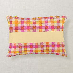 orange rose et crème en vichy accent coussin