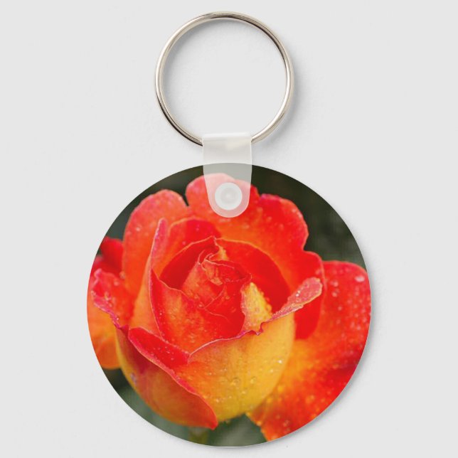 Orange Rose Floral Schlüsselanhänger (Vorderseite)