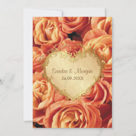 Orange Rose Floral Wedding Einladung