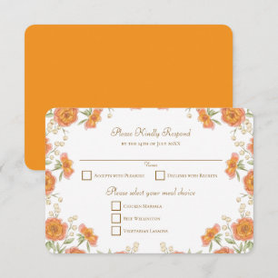 Orange Rose Hochzeit RSVP Antwort Einladung