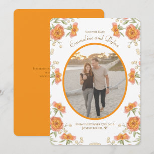 Orange Rose Hochzeit Termin Einladung