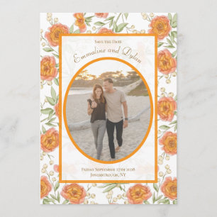 Orange Rose Hochzeit - Termin vormerken Einladung