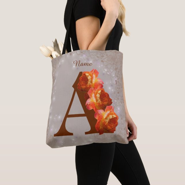 Orange Rose Monogram Initial A Your Name Tasche (Von Nahem)
