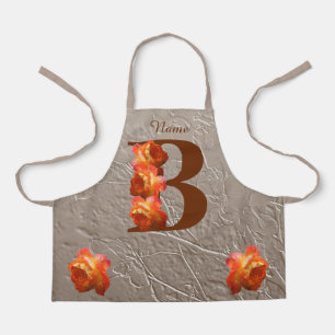 Orange Rose Monogram Initial B Ihr Name Schürze