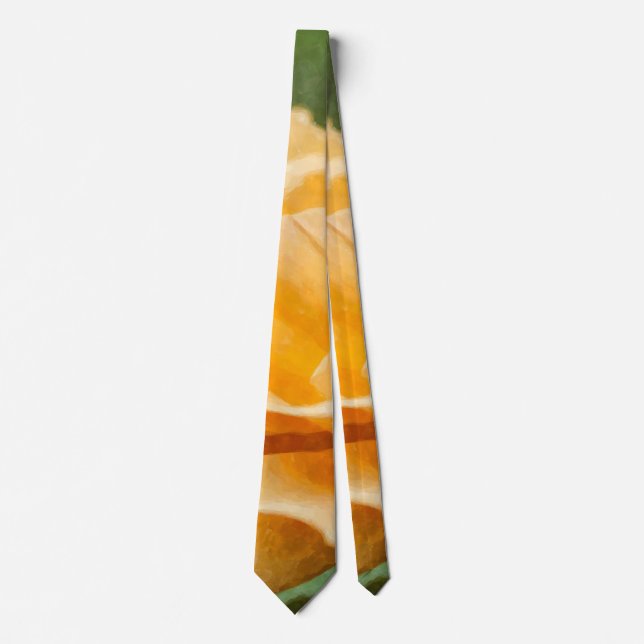 Orange Rose Painterly Neck Tie Krawatte (Vorderseite)