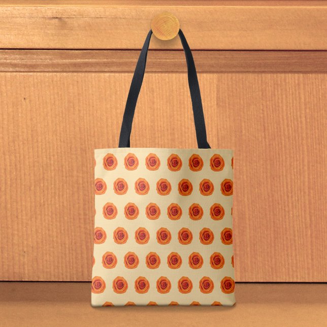 Orange Rose Seamless Pattern Tote Bag Tasche (Tote bag with seamless pattern of an orange rose)
