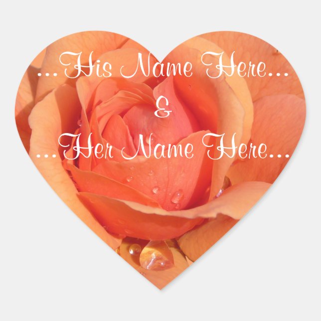 Orange Rose Stickers Romantische Rose Hochzeitstic (Vorderseite)