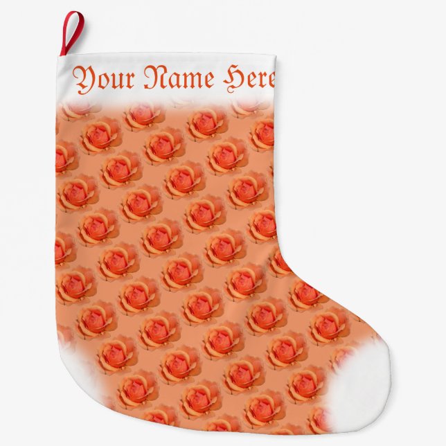 Orange Rose Strumpf Weihnachten Maßgeschneiderter  Großer Weihnachtsstrumpf (Vorderseite)