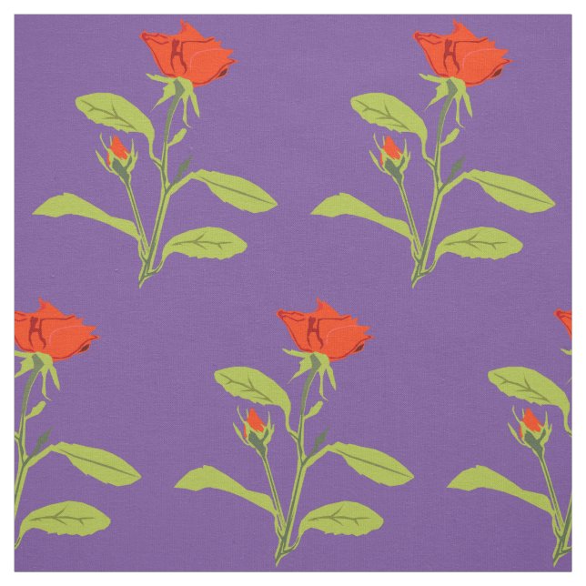 Orange Rose und Bud-Blätter Stoff (Muster)