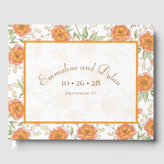 Orange Rose Wedding Gästebuch (Vorderseite)