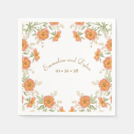 Orange Rose Wedding Serviette