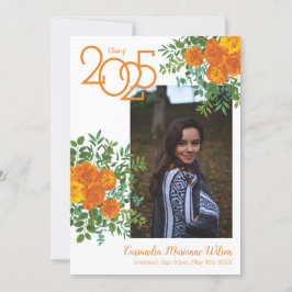 Orange Rose Weißes Foto Abschluss Ankündigung