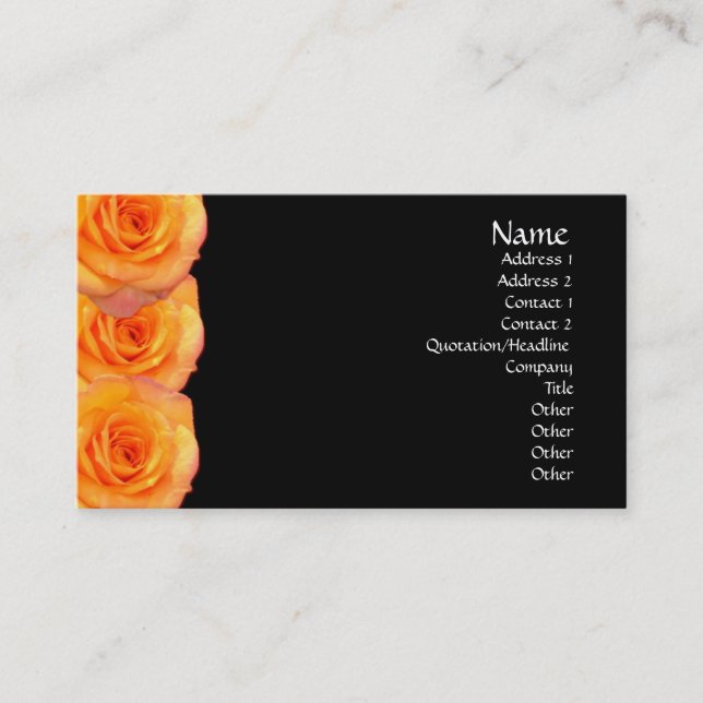 Orange Rosen-Geschäfts-Karte Visitenkarte (Vorderseite)