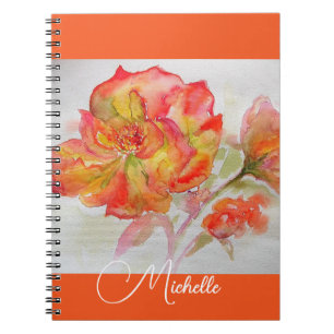 Orange Rosen Wasserfarbe Aprikot Mädchen Notizbuch Notizblock