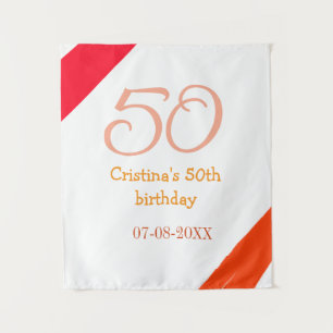 Orange Rot 50. Geburtstagsjubiläum Name Datum p Wandteppich