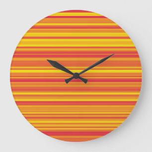 Orange Rot Gelbe Streifen Große Wanduhr