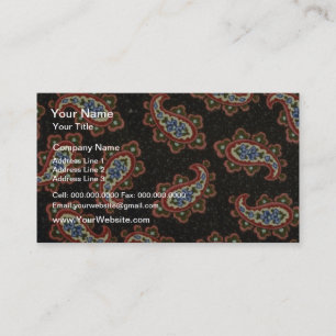 Orange Rot und Weiß Paisley mit blauen Blumen an Visitenkarte