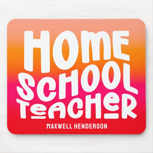 Orange-Rot-Verlauf Homeschool-Lehrer-Textdesign Mousepad (Vorne)