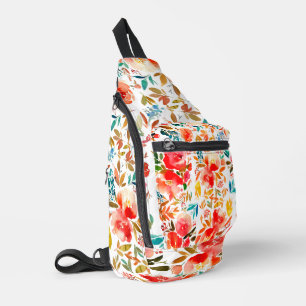 Orange rote farbenfrohe Rosenblume sommerlich Crossbody Bag