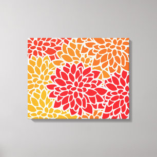 Orange-rote farbenfrohe Vintage-60er-Blume Leinwanddruck