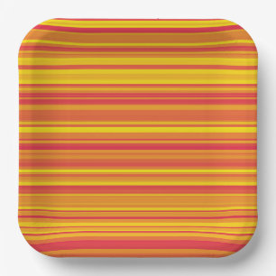 Orange Rote Gelbe Streifen Pappteller