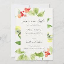ORANGE ROTE ROSE WATERCOLOR SAVE THE DATE