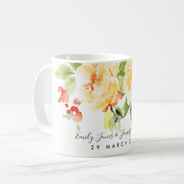 ORANGE ROTE ROSE WATERCOLOR SAVE THE DATE KAFFEETASSE