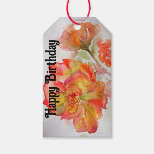 Orange Rote Rosen-Blumen-Aquarell-Frauen-Geburtsta Geschenkanhänger
