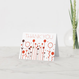 Orange Rouge Simple Floral Dot Moderne Carte de re