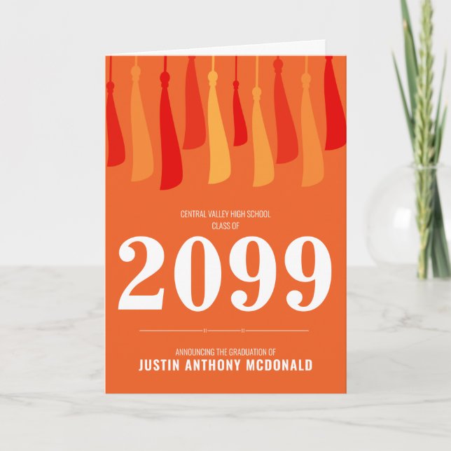 Orange Row of Tassels Photo Graduation Invitation (Devant)