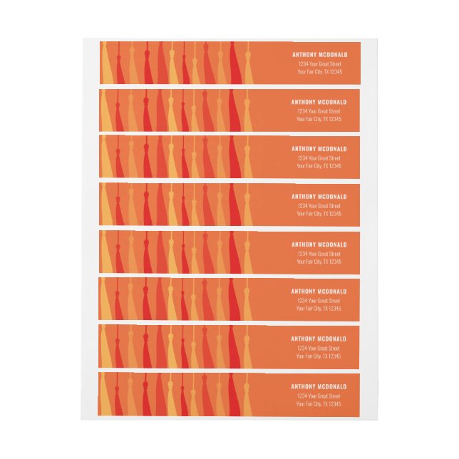 Orange Row of Tassels Wraparound Address Label (Bogen)