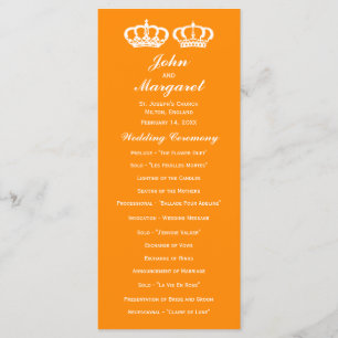 Orange Royal Couple Wedding Programme
