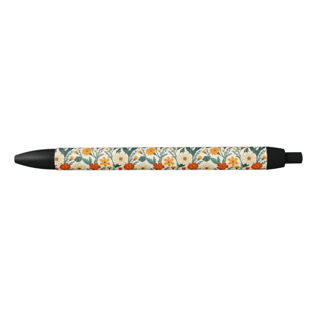 Orange Russet und Cream Floral Kugelschreiber (Vorderseite)