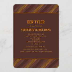 Orange Rust Brown Boys Trunk Uni Party Einladung