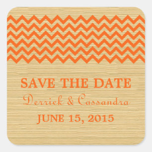 Orange Rustic Chevron Enregistrer les stickers Dat