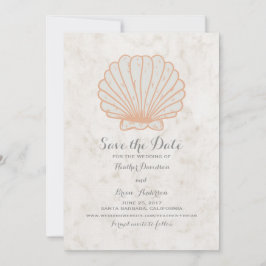 Orange Rustic Seashell Save the Date einladen