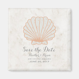 Orange Rustic Seashell Save the Date Magnet