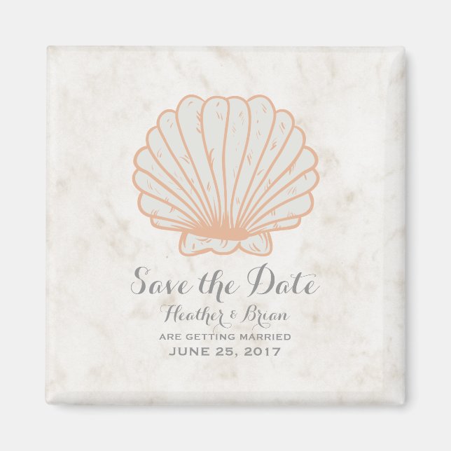 Orange Rustic Seashell Save the Date Magnet (Vorne)